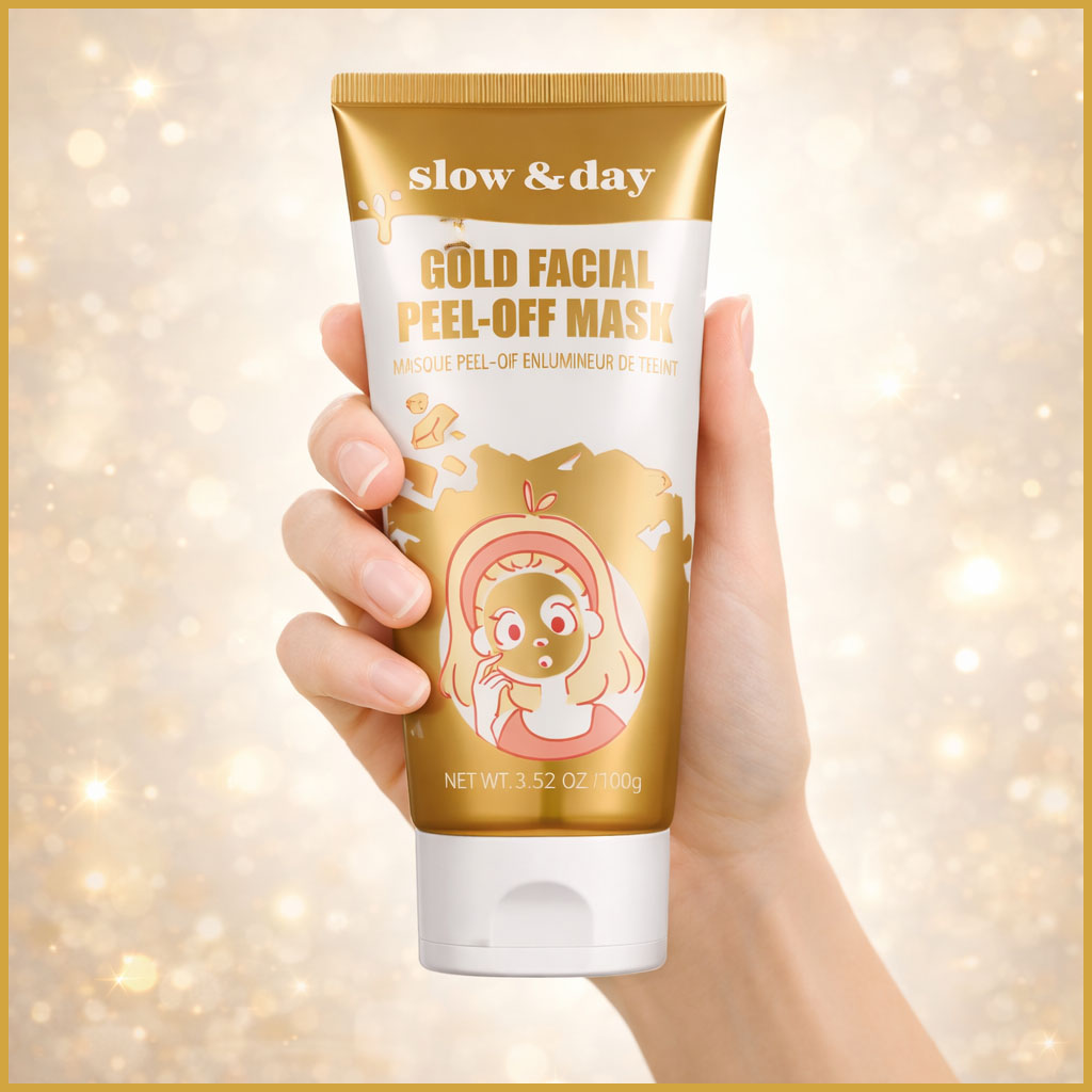 ماسك تقشير البشرة الذهبي عبارة عن ماسك ذهبي بتحطيه على البشرة لعند مينشف وبعدها بتقشريه بلطف - بيزيل الجلد الميت والشوائب من البشرة